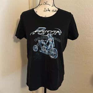 Poison Band Black Talk Dirty To Me Biker Girl Motorcycle Graphic Shirt 80s Music